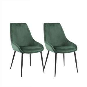 Lot de 2 chaises en velours vert et piètement en métal noir - JAZZY