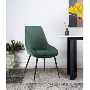 Lot de 2 chaises en velours vert et piètement en métal noir - JAZZY