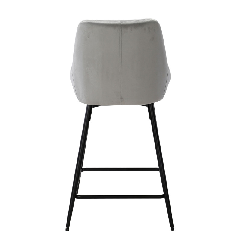 Lot de 2 tabourets de bar en velours gris et piétement métal - JAZZY