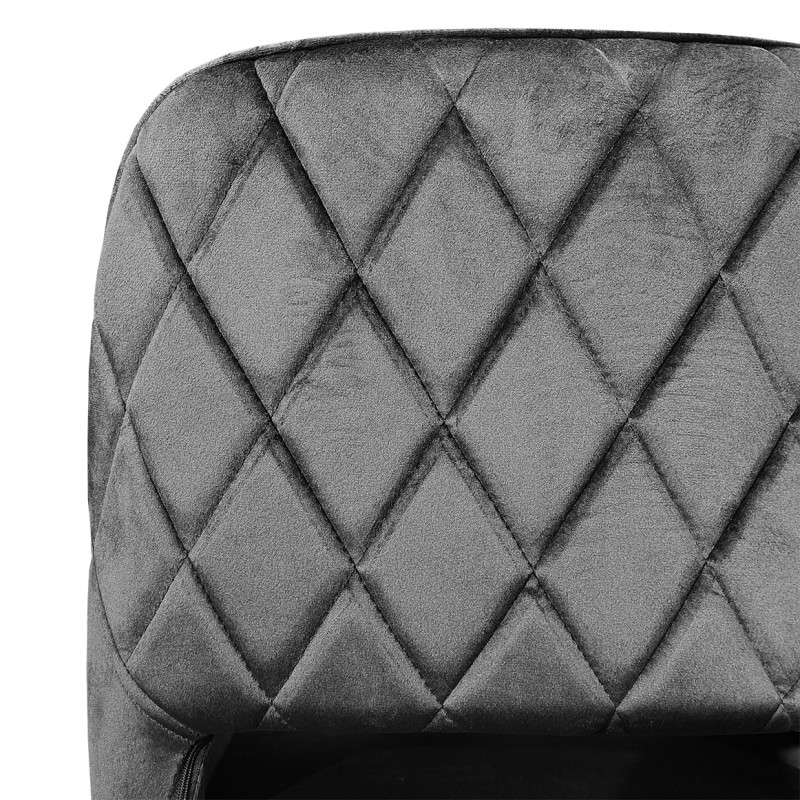 Chaise en velours gris anthracite avec accoudoirs dossier capitonné et pieds métal confortable - ARON