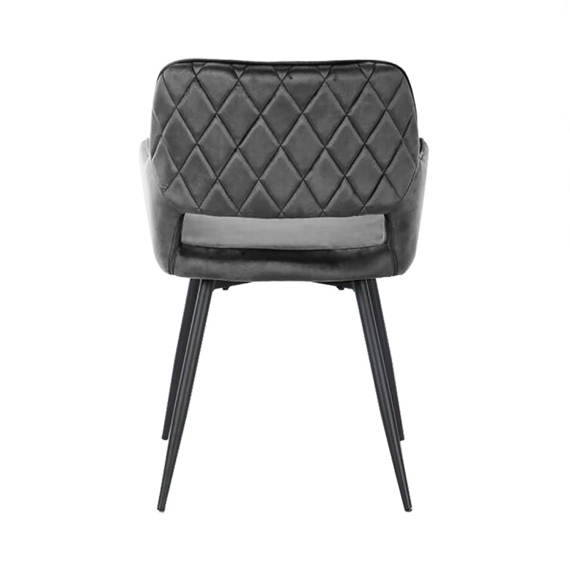 Lot de 2 chaises en velours gris anthracite dossier capitonné - ARON