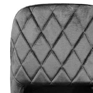 Lot de 2 chaises en velours gris anthracite dossier capitonné - ARON