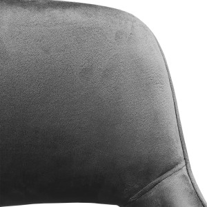 Chaise en velours gris anthracite avec dossier capitonné - ARON