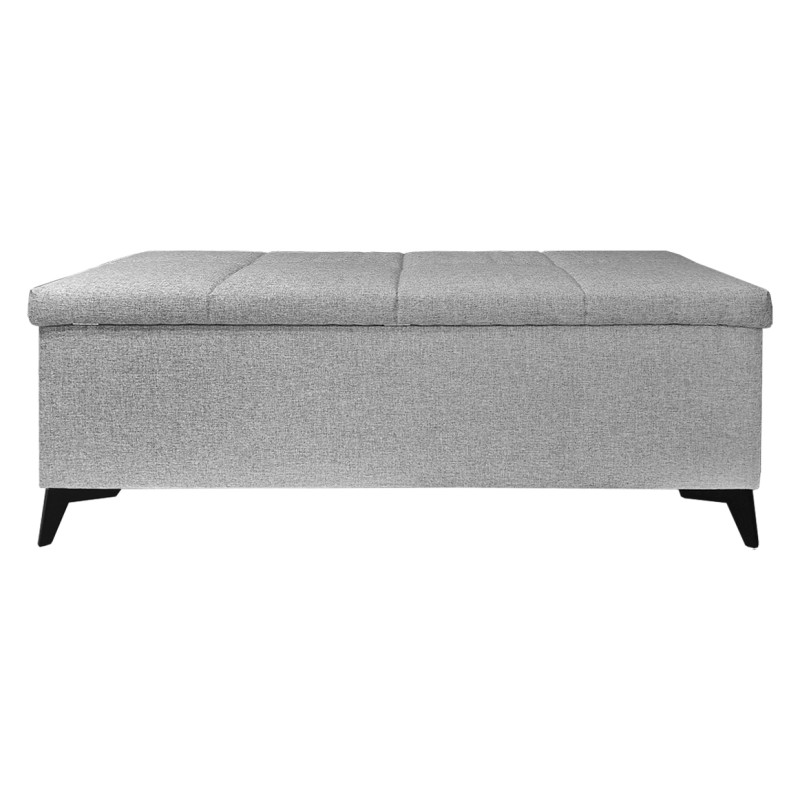 Banc / Bout de lit avec coffre de rangement tissu gris chiné - AISHA