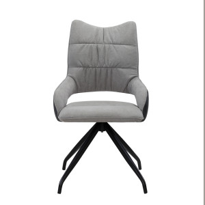 Lot de 2 chaises rotatives en tissu gris clair et pieds métal - MELOW
