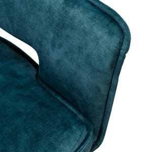 Lot de 2 chaises tissu bleu et piétement métal noir - RIO