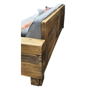 Canapé 3 places 224 cm en bois recyclé et tissu gris - CHALET