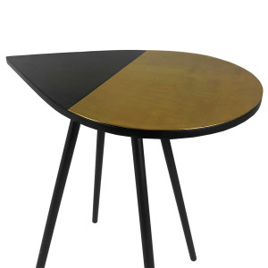 Table d'appoint métal avec plateau goutte dorée et noire - GULL 6303
