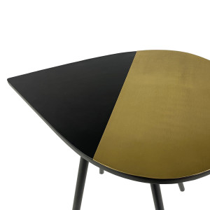 Table d'appoint métal avec plateau goutte dorée et noire - GULL 6303