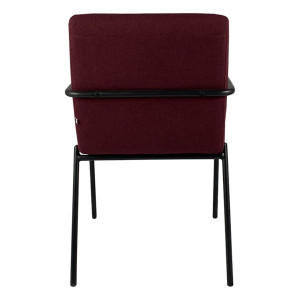 Lot de 2 chaises en tissu rouge bordeaux avec accoudoirs fins en métal noir design minimaliste - OFFICE 1661