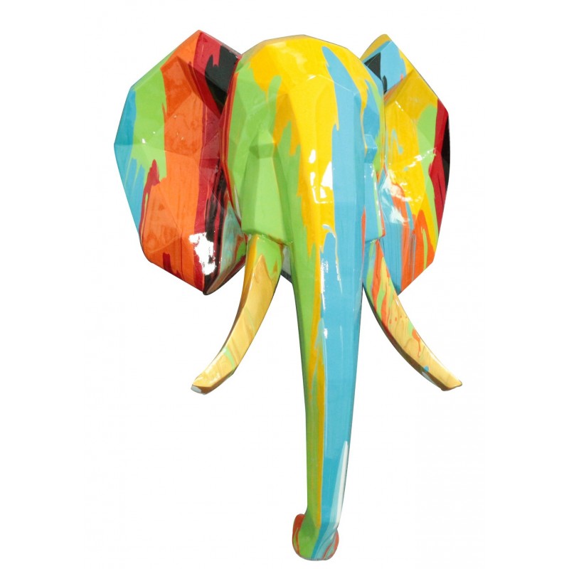 Statue murale tête d'éléphant géométrique H42 cm - ELMER DRIPS