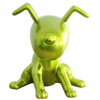 Statue chien assis avec peinture verte métallisée H28 cm - GREEN SNOOP