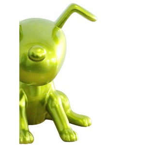 Statue chien assis avec peinture verte métallisée H28 cm - GREEN SNOOP