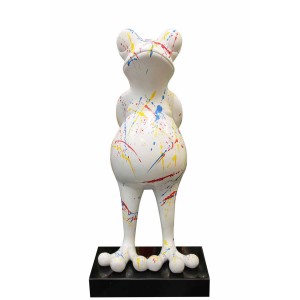 Sculpture grenouille 68 cm blanche mate multicolore - FROGGY