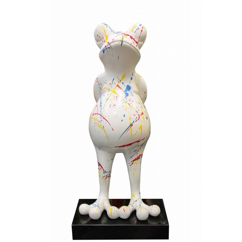 Sculpture grenouille 68 cm blanche mate multicolore - FROGGY