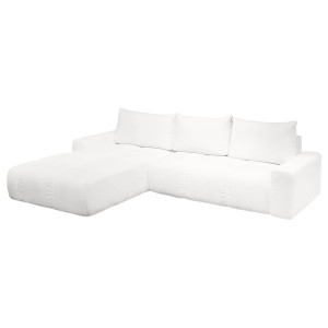Canapé d'angle gauche convertible tissu bouclette blanc L304 cm - VOLT