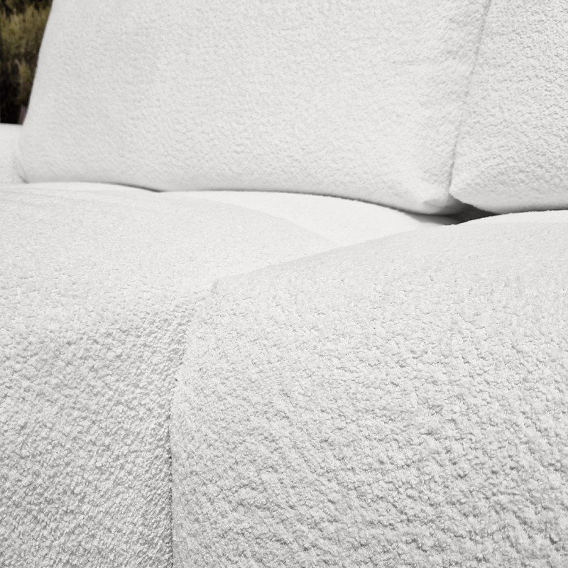 Canapé d'angle gauche convertible tissu bouclette blanc 304 cm - VOLT