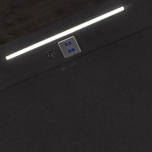 Table de Chevet Tissu Anthracite + LED et 2 Prises USB intégrées - SKY