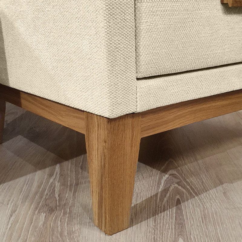Table de chevet tissu écru + LED et 2 prises USB intégrées - SKY