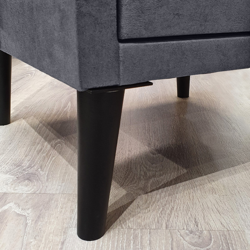 Table de chevet velours gris + LED et 2 prises USB intégrées - BRANDON