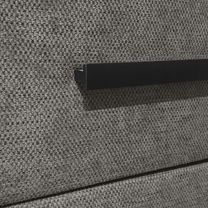 Table de chevet tissu gris + LED et 2 prises USB intégrées - LAYLA