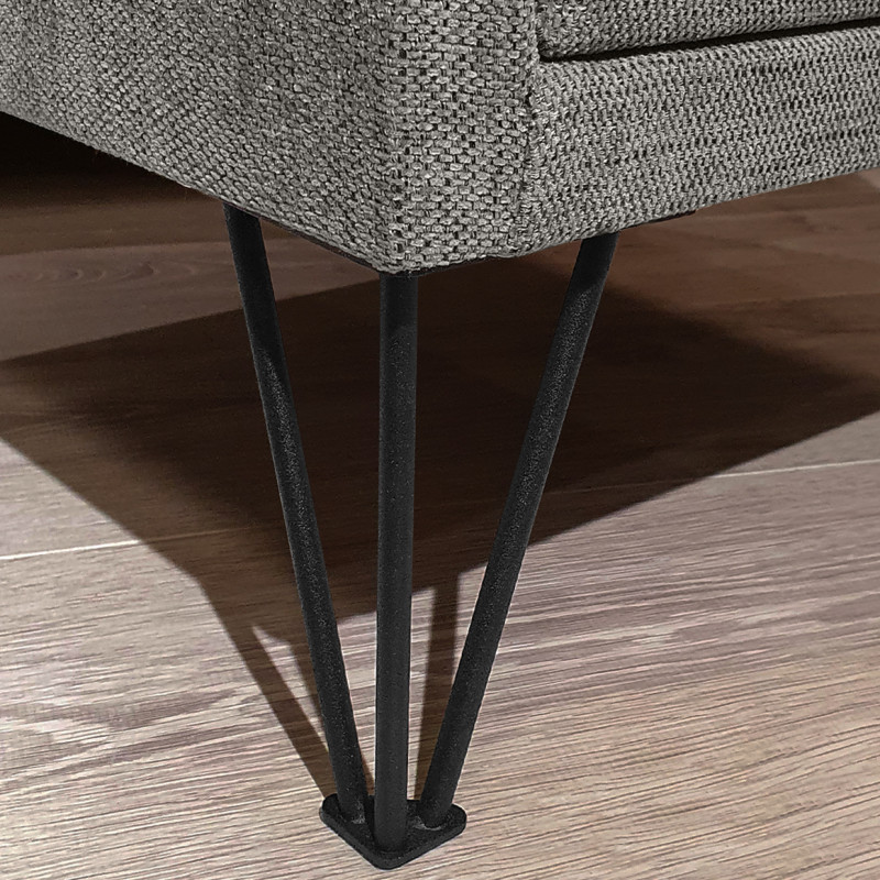 Table de chevet tissu gris + LED et 2 prises USB intégrées - LAYLA