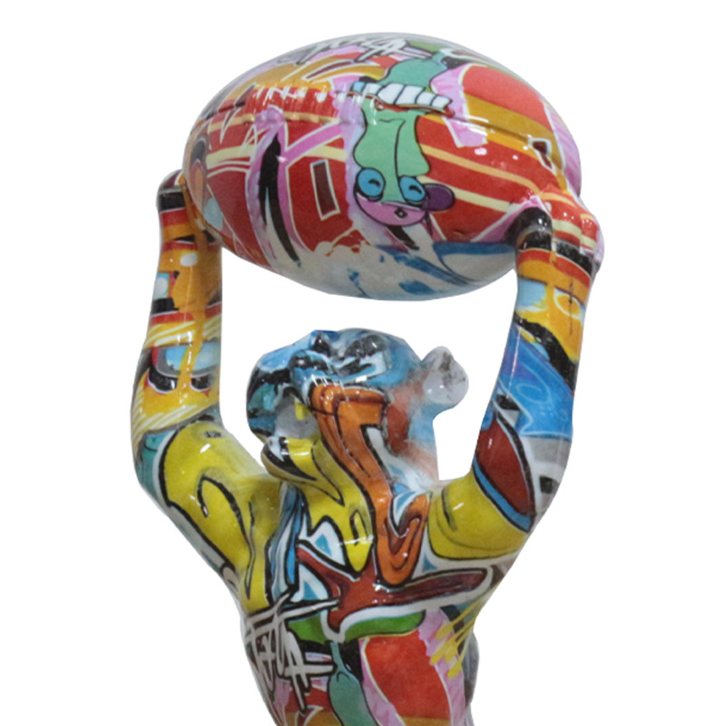 Statue chien debout avec ballon rugby motifs cartoon H32 cm - CARTOON