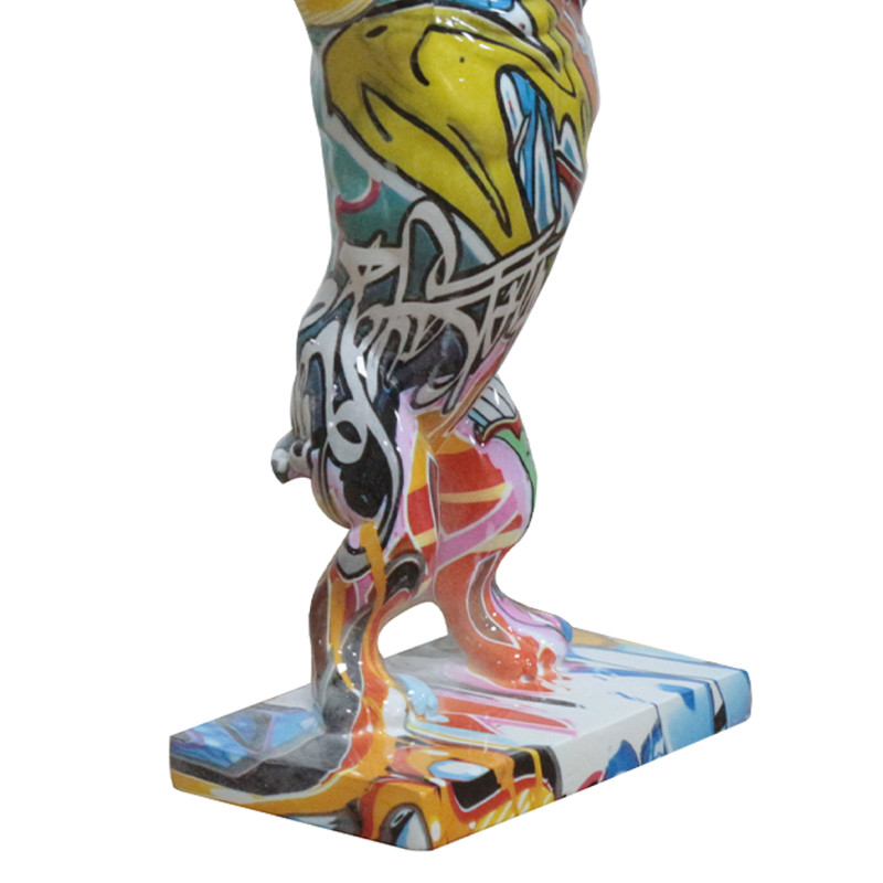 Statue rhinocéros debout et bonbonne motifs cartoon H32 cm - CARTOON