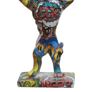 Statue lion debout avec baril motifs cartoon H32 cm - CARTOON
