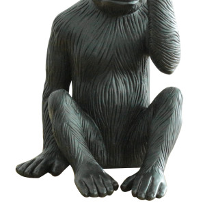 Statue singe noir mat avec main sur les yeux H39 cm - RAFIKI
