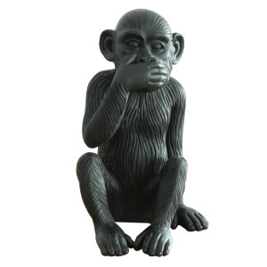 Statue singe noir mat avec main sur la bouche H39 cm - RAFIKI