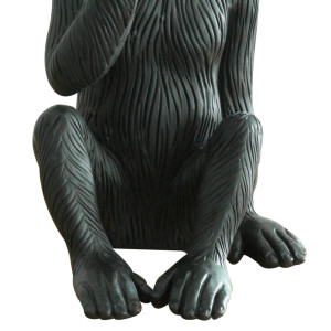 Statue singe noir mat avec main sur la bouche H39 cm - RAFIKI