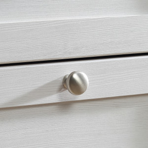 Meuble bar 115 cm 1 abattant 2 portes poignées métal décor chêne clair blanchi classique campagne - ANGELE