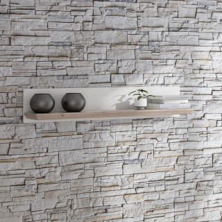 Etagère murale 205 cm décor chêne clair blanchi classique campagne - ANGELE