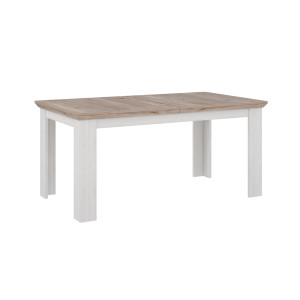 Table de repas extensible 160/206 cm décor chêne clair blanchi classique campagne - ANGELE