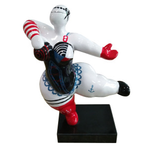 Statue femme dansant avec corset rouge noir et bleu H33 cm - LADY LACE