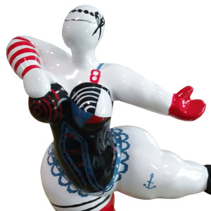 Statue femme dansant avec corset rouge noir et bleu H33 cm - LADY LACE