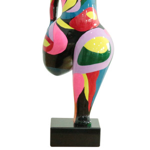 Statue femme jambe pliée avec formes multicolores H60 cm - LADY COLOR