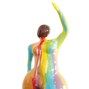 Statue femme jambe pliée coulures multicolores H60 cm - LADY DRIPS 01