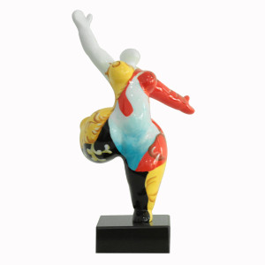 Statue femme jambe levée avec peinture ornements H33 cm - LADY QUEEN