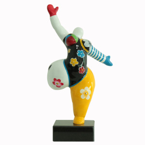 Statue femme jambe levée avec peinture multicolore H33 cm - LADY CRAZY