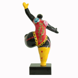 Statue femme jambe levée peintures multicolores H33 cm - LADY CIRCUS