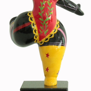 Statue femme jambe levée peintures multicolores H33 cm - LADY CIRCUS