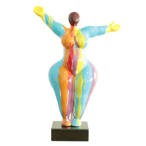 Statue femme bras levés coulures multicolores H54 cm - LADY DRIPS