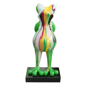 Statue grenouille debout coulures multicolores H68 cm - SAPO DRIPS