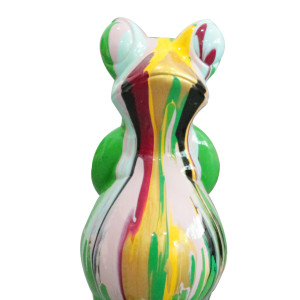 Statue grenouille debout coulures multicolores H68 cm - SAPO DRIPS