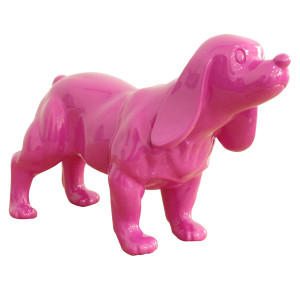 Statue chien cocker en résine avec peinture rose H25 cm - DINAH
