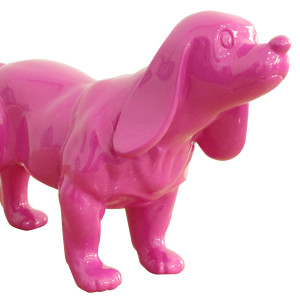Statue chien cocker en résine avec peinture rose H25 cm - DINAH