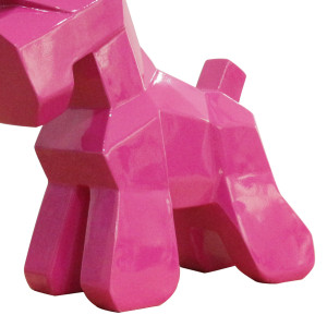 Statue chien terrier écossais géométrique peinture rose H30 cm - JOCK