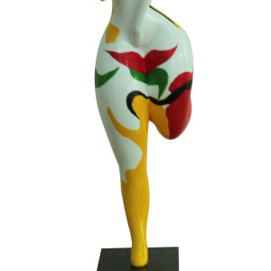 Statue femme tête en l'air et peinture abstraite H59 cm - WOMAN FACE